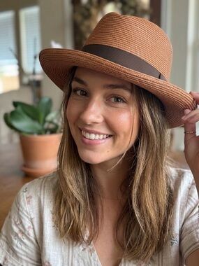 Rare Copper Dobbs El Dorado Milan Straw Homburg Hat -  (Size 7 Regular)
